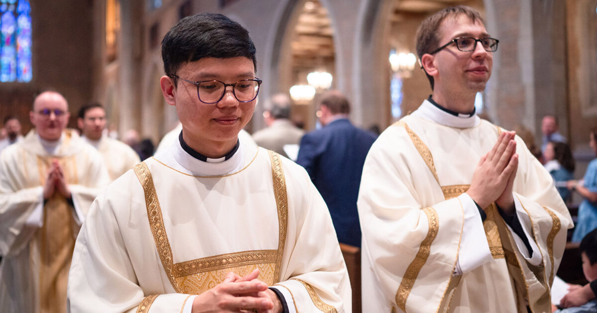 Six Ordained Transitional Deacons Preparing For Priesthood In Near