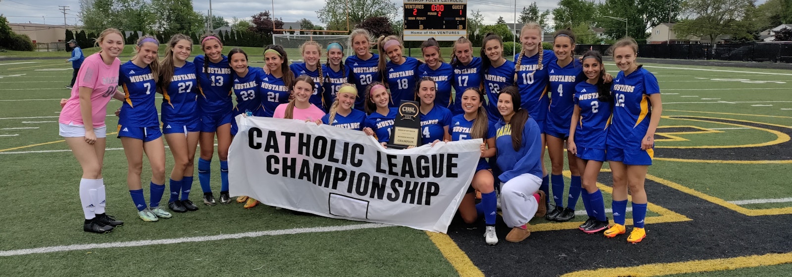 Marian defeated Regina, 2-1, for the Catholic League girls soccer Bishop Trophy. It was the Mustangs' second CHSL title in a row and 19th in its history.