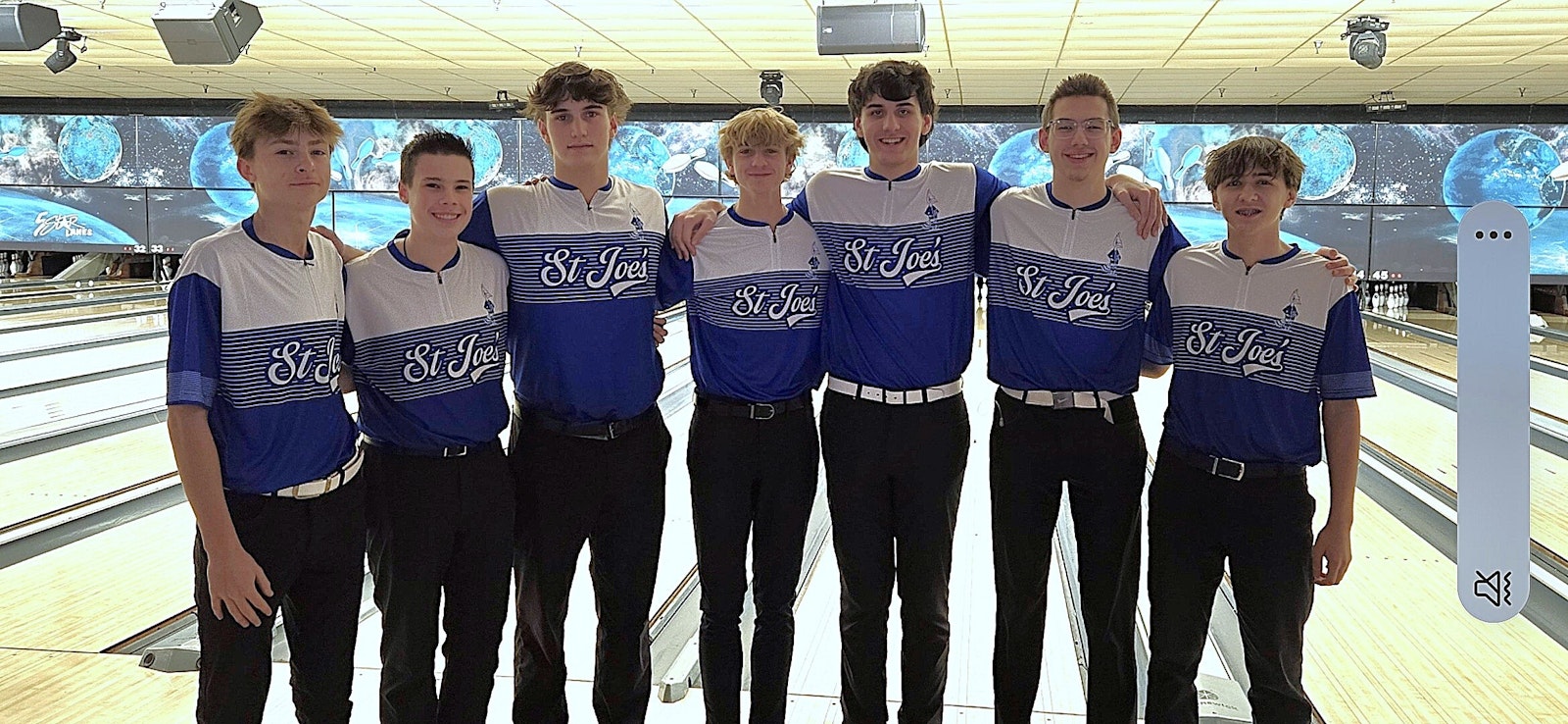 De La Salle bowlers show off their "retro" jerseys in honor of St. Joseph High School, whose alumni continue to support De La Salle in many ways.