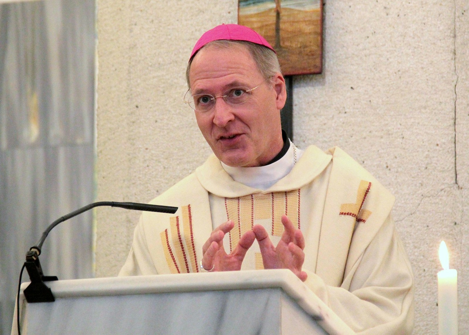 Archbishop Russell preaches during a Mass at St. George Church in Istanbul, Turkey, in this file photo. Of all the mysteries of the Catholic faith, the Eucharist is like a "second incarnation," an incomprehensible gift of God's love for humanity, Archbishop Russell said. (Nathalie Ritzmann | CNS photo)