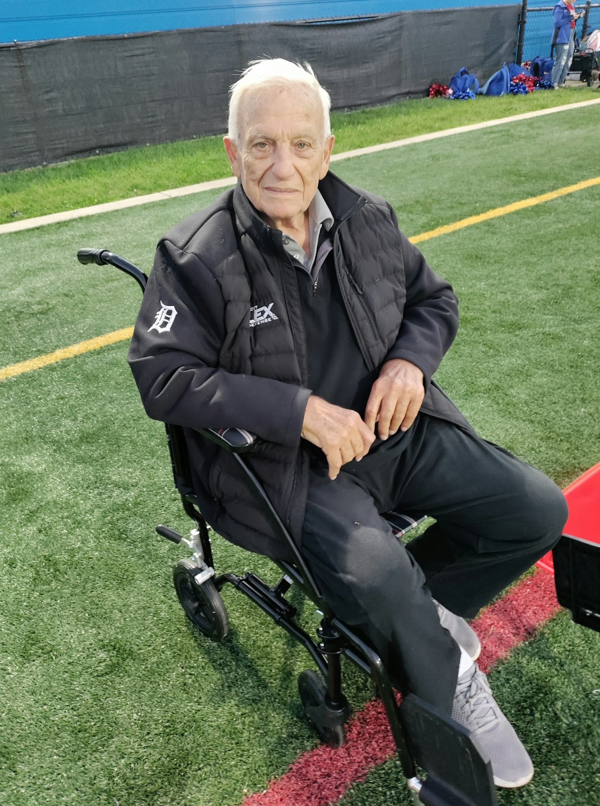Legendary Al Fracassa, at Brother Rice’s game last Friday against Toledo St. Francis de Sales, retired in 2013 from a 53-year coaching career but still follows Brother Rice gridders where he coached 44 years and won nine state championships. (Don Horkey | Special to Detroit Catholic)