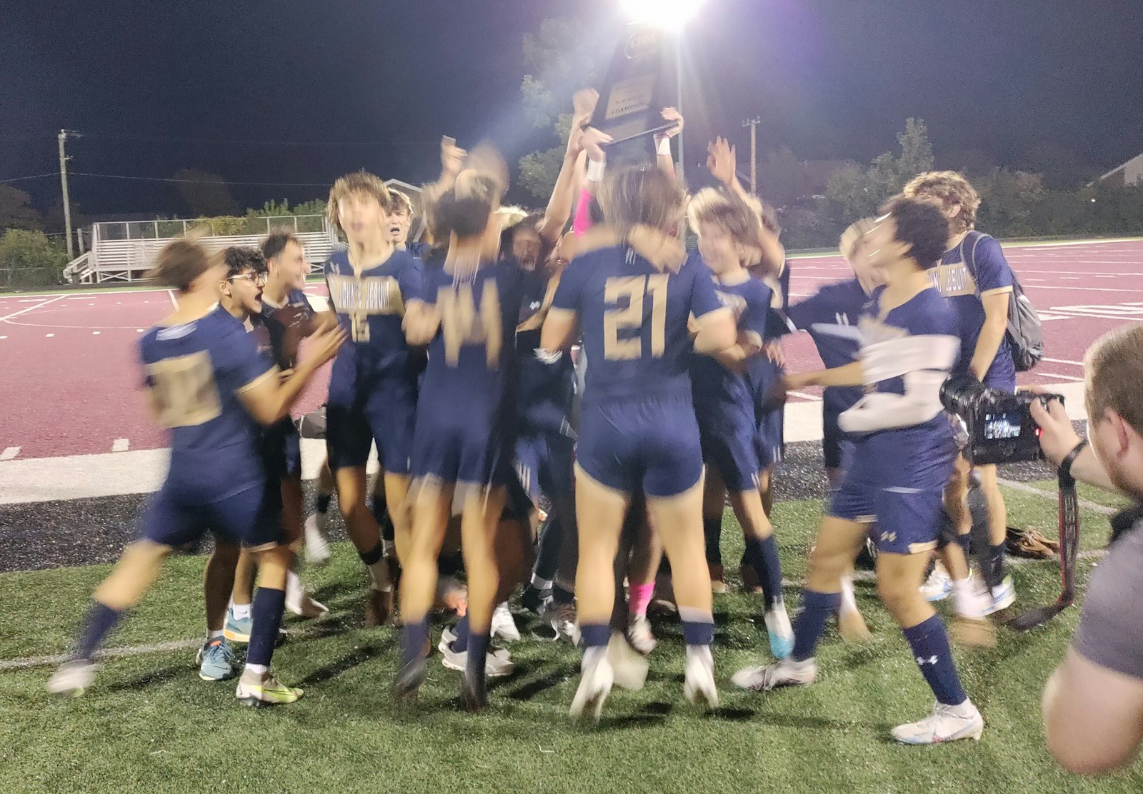 St. John’s Jesuit celebrated its frantic 4-3 shootout victory over St. Mary’s Prep for the Bishop Division in its first time in the finals since the school joined the CHSL this school year.