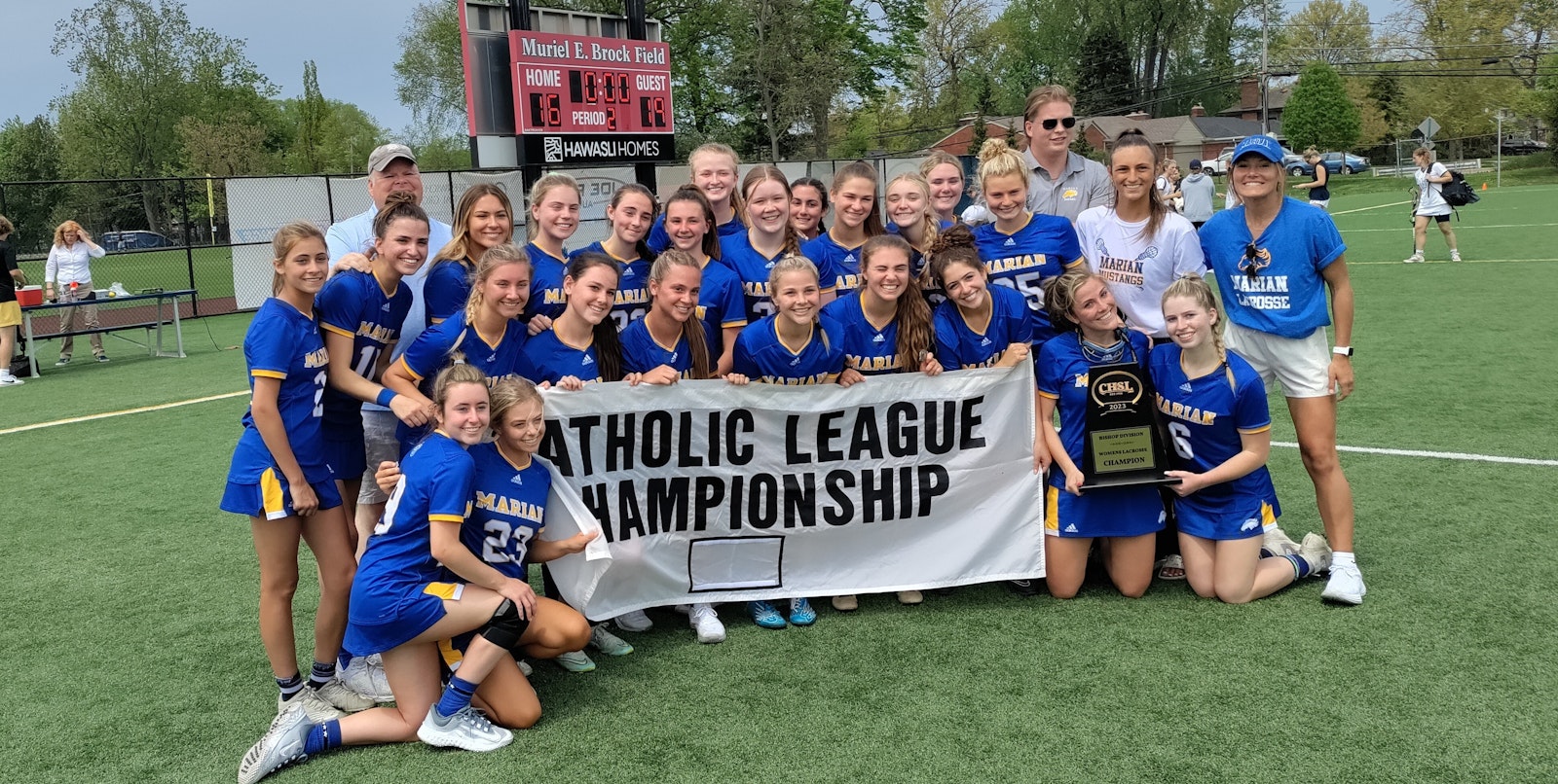 Marian overcame a four-goal halftime deficit to defeat Cranbrook Kingswood for its eighth CHSL girls lacrosse championship, its first since 2014. (Photo by Don Horkey | Special to Detroit Catholic)