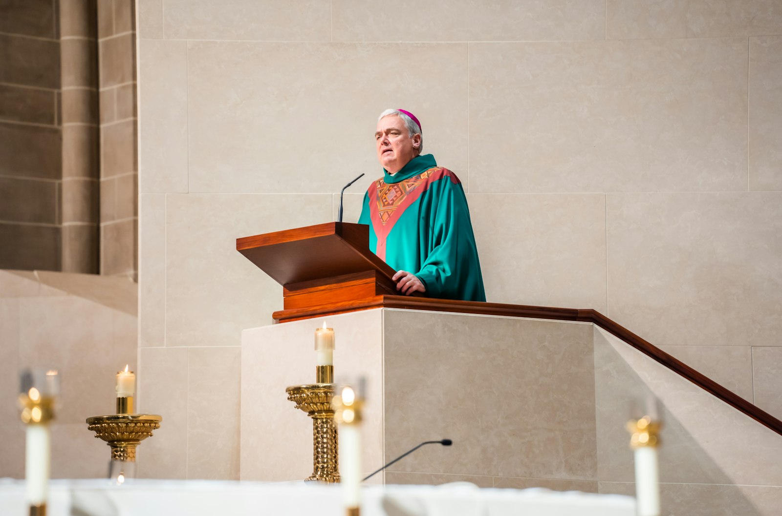 Auxiliary Bishop Robert J. Fisher preaches in this file photo at the Cathedral of the Most Blessed Sacrament. Bishop Fisher has served in prison ministry for 30 years. (Detroit Catholic file photo)