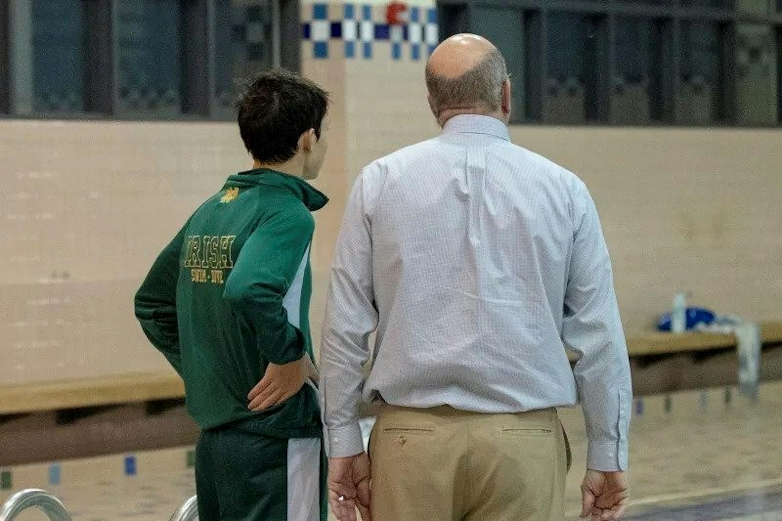 Mark McGreevy, middle school religion teacher, is a longtime swim coach at Notre Dame Prep. He says his swimmers pray as a team at the end of each practice. "I give ownership of that to the teams, meaning they do it on their own without coach prompting," he said.