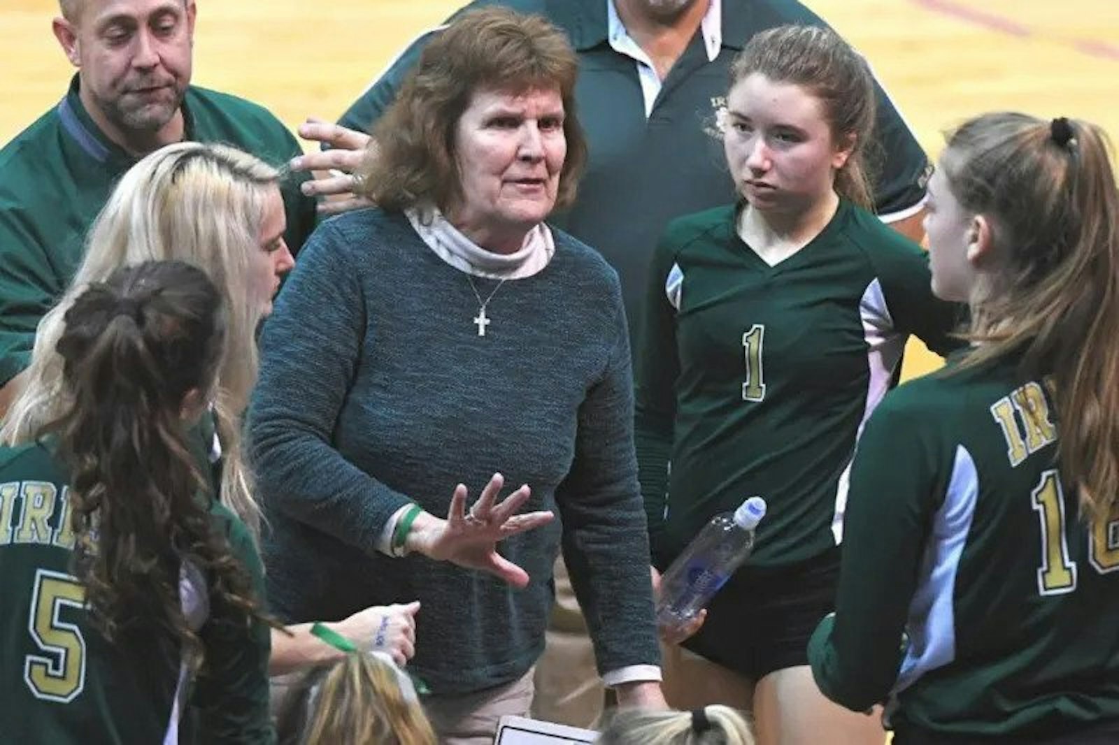 Notre Dame athletic director and assistant principal Betty Wroubel has coached Notre Dame Prep volleyball and softball for many years.