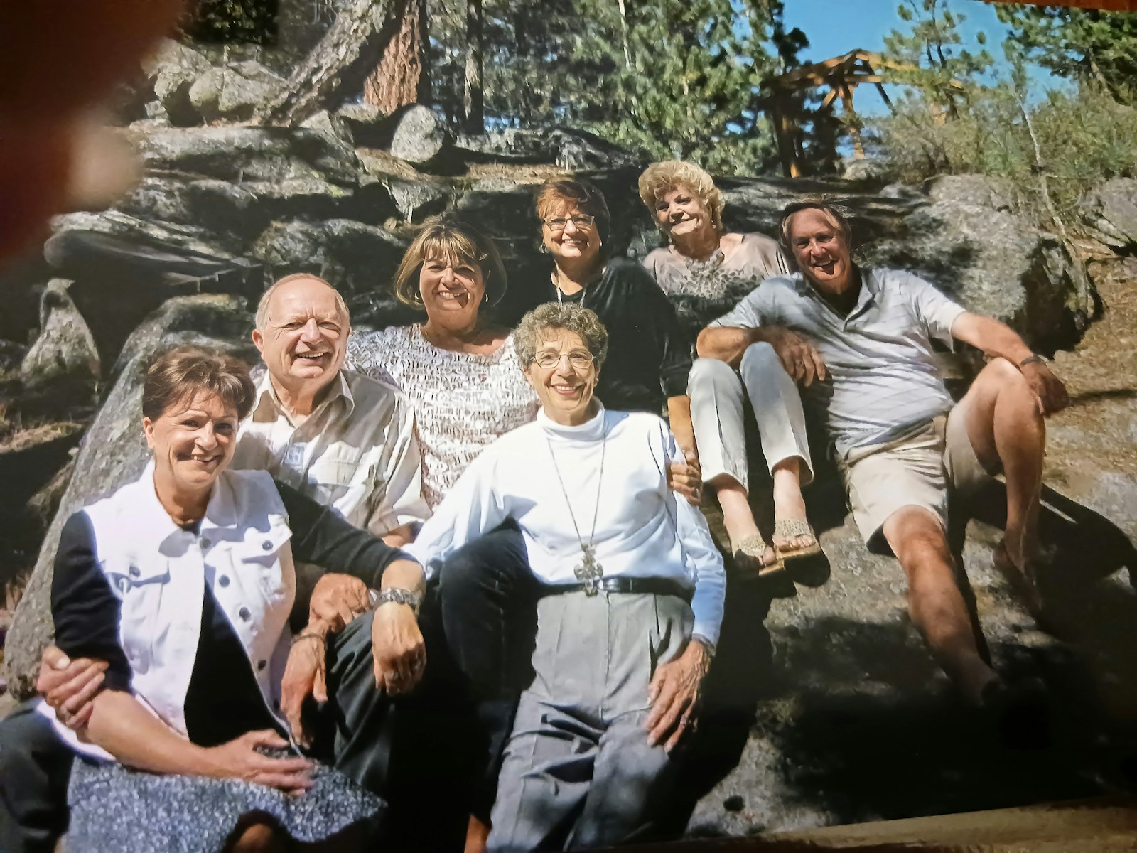 The seven surviving siblings of the Pollock family, photographed in 2015, are supporting the construction of a church in Arekit, Ethiopia. In the back row, from bottom left to top right, are Patsy, Ted, Linda, Jude and Dorothy. in the front row, left to right, are Margaret and David. (OSV News photo/David Pollock, courtesy CNEWA)
