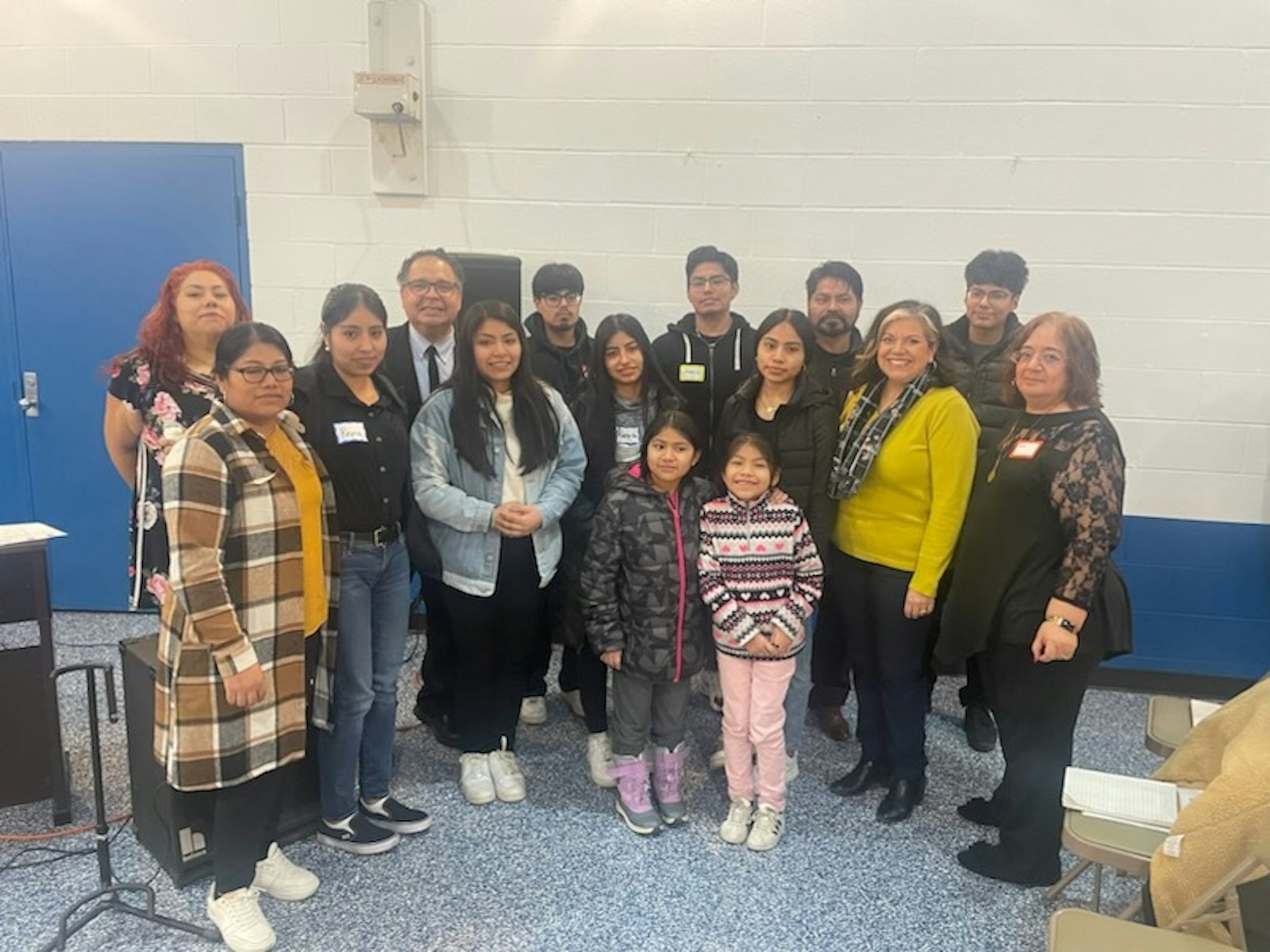 The Durán family is pictured with Rubí Martínez (first right) and Venus Hernández (first left), who is the new choir director at St. Gabriel Church. All attended the Archdiocese of Detroit's first workshop for Hispanic musicians (Photo courtesy of Brenda Hascall)