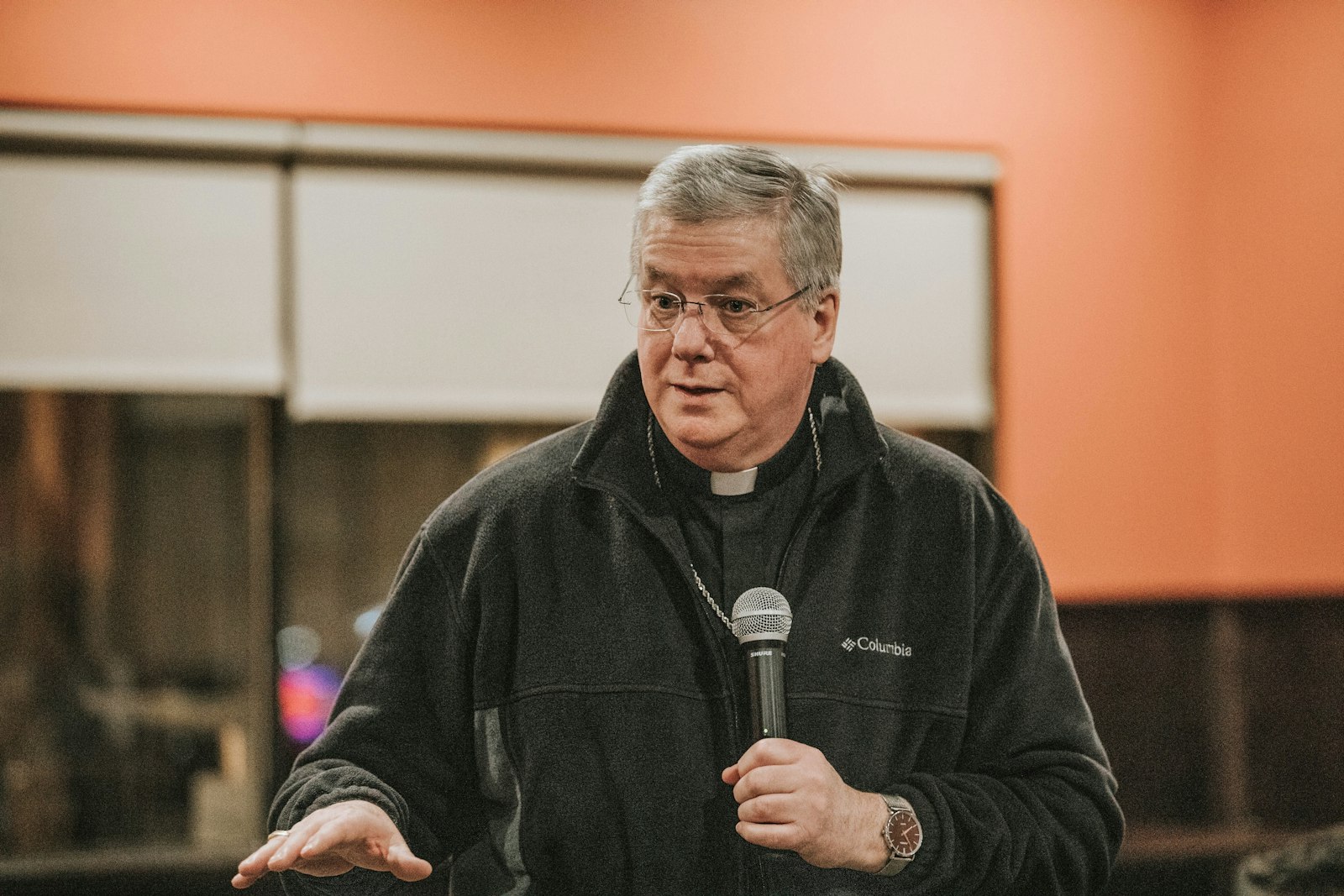 Bishop Battersby speaks during a Theology on Tap in 2019. A leader in the Archdiocese of Detroit's response to Synod 16, Bishop Battersby chairs the archdiocese's Unleash the Gospel Pastoral Council, which is charged with guiding the local Church's missionary efforts. (Naomi Vrazo | Detroit Catholic)