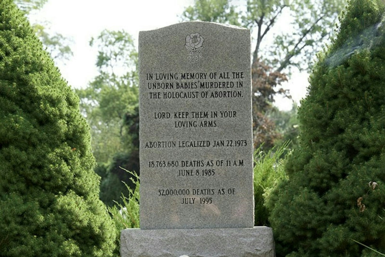 A gravesite marks the location where 30 victims of abortion are buried at Assumption Grotto Cemetery in northwest Detroit. (Gabriella Patti | Detroit Catholic)