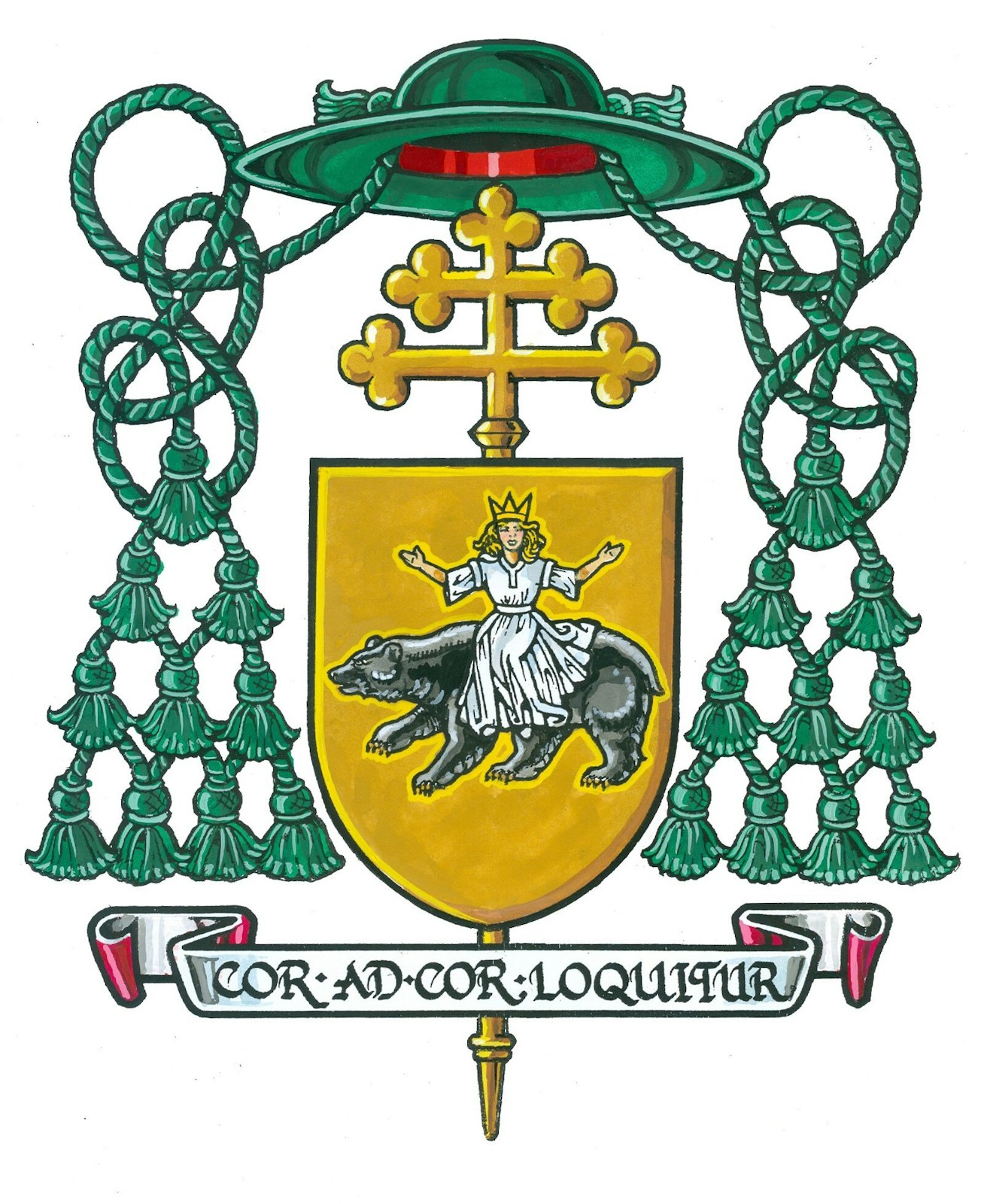 Archbishop Russell's coat of arms is emblazoned with his episcopal motto, "Cor ad cor loquitur (Heart speaks unto heart)." (Courtesy of Archbishop Paul F. Russell)