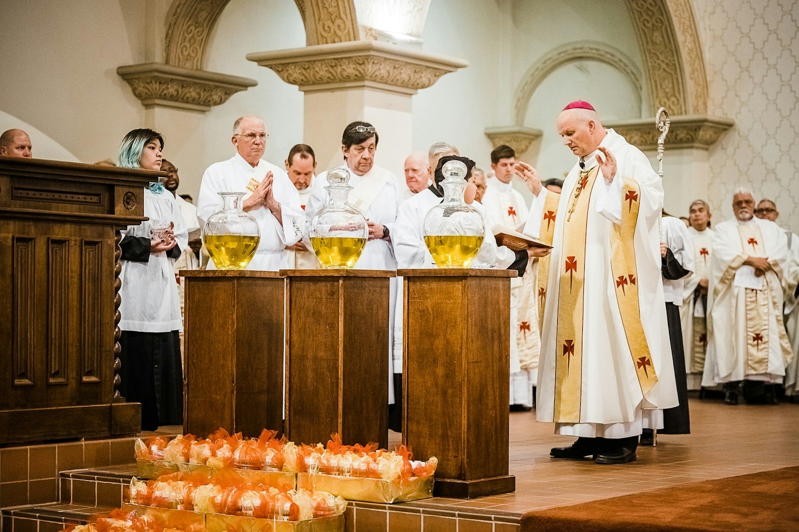 Archbishop Weisenburger celebrates the Chrism Mass in 2023 with the priests of the Diocese of Tucson.