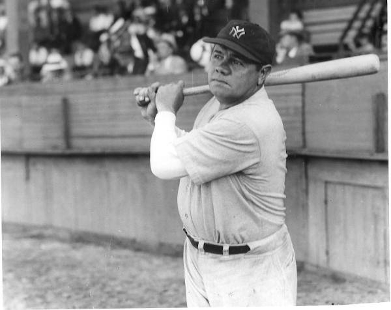 Babe Ruth is pictured during a game in Jacksonville in this circa 1920 photo. (Public domain)