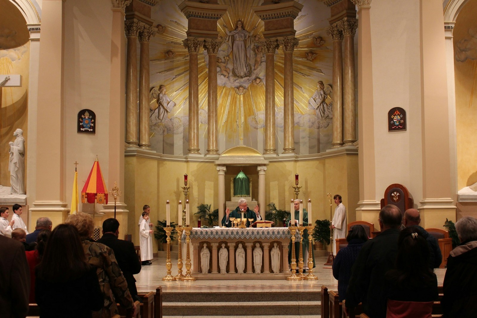 Bishop Monforton celebrates Mass at St. Mary of the Assumption Basilica in Marietta, Ohio. Each year, the bishop celebrated anniversaries for married couples celebrating 10 years and up, in order to help children see the Church celebrating their parents' marriages.