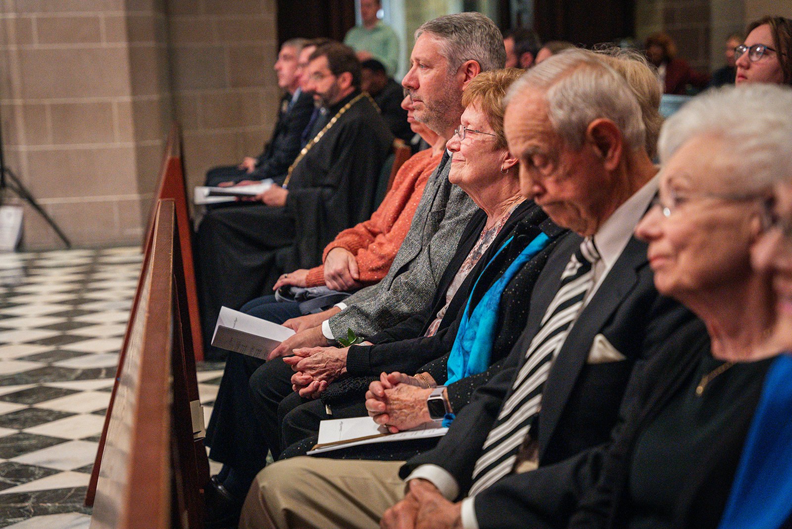 Bishop Monforton's family listens to his homily Nov. 7 during a Liturgy of Welcome and Inauguration of Ministry at the Cathedral of the Most Blessed Sacrament. (Valaurian Waller | Detroit Catholic)