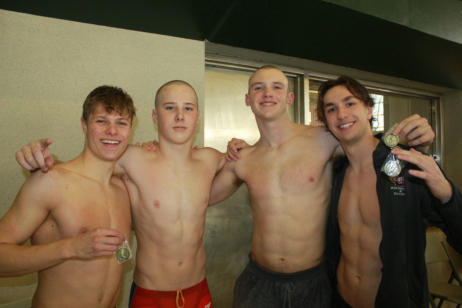 UD-Jesuit senior Drew Collins, freshman Evan Tack, freshman Kiernan Tague and senior Charlie Bruce won the 200 freestyle relay with a school-record time of 1:26.15.