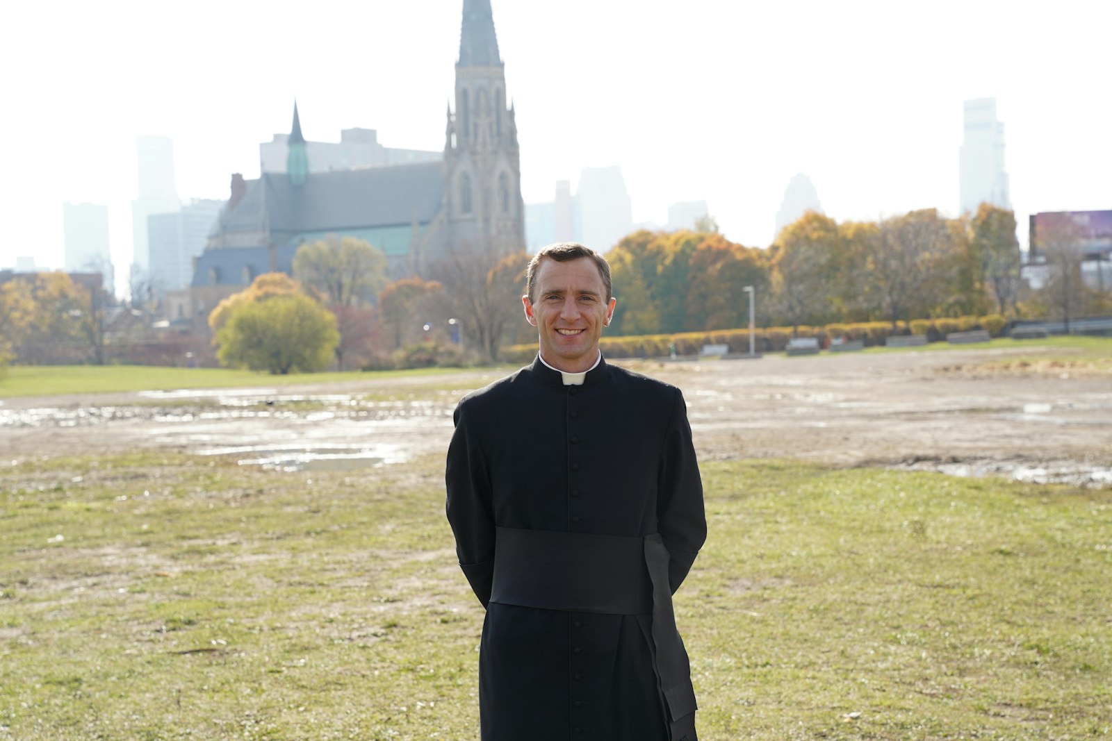 Canon Jean-Baptiste Commins, ICKSP, pastor of St. Joseph Shrine, said the purchase of the property that will become DeSales Park offers the parish an opportunity to expand its education programs and build a bigger social hall. (Photo by Daniel Meloy | Detroit Catholic)