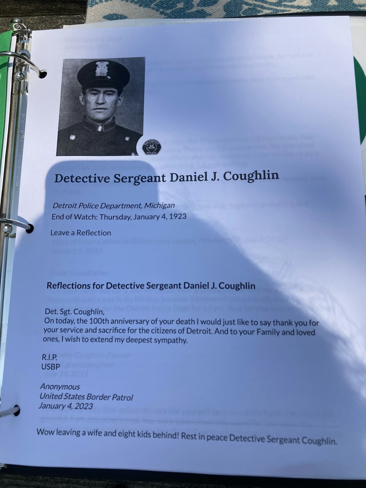 Remembrances posted to the End of Watch website memorialize Det. Sgt. Coughlin. Family members, including those who never met him in person, say it's important to remember those who gave their lives for others.