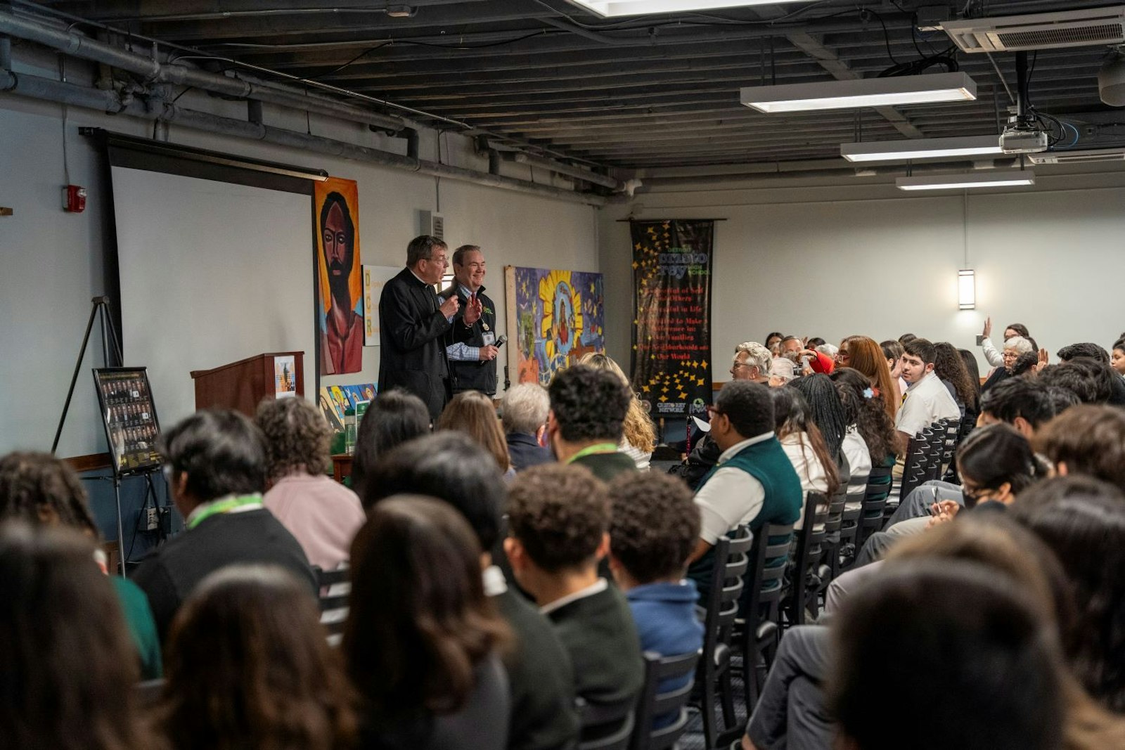 During the visit, representatives from the student chapter of Strangers No Longer's Circle of Support at Cristo Rey read a letter thanking the archbishop and the bishops of Michigan for their recent statement of support for the immigrant community.