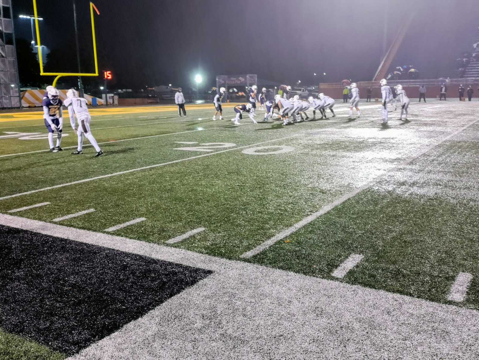 A game-long rain and wind combined to make miserable playing conditions when De La Salle and University of Detroit Jesuit met on the gridiron for the third time in four weeks. The No. 1-ranked Pilots scored early and often for a 44-0 victory. “It was the worst case scenario for us,” said U of D coach Matt Lewis.