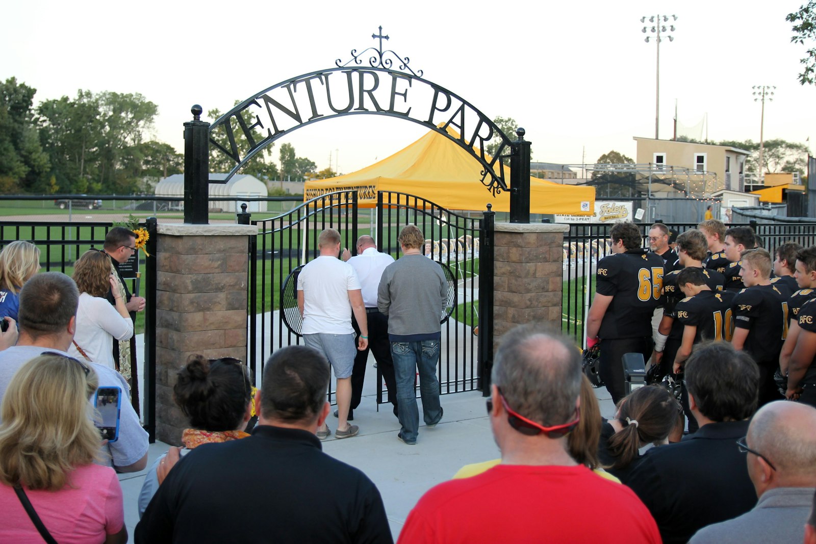 While the Wardowski family's eldest sibling, Deborah Redding, passed away in 2016, her children and extended family further cemented her legacy to Bishop Foley Catholic High School with its Venture Park gate, which bears a memorial plaque and her initials, D.R., on the wrought iron.