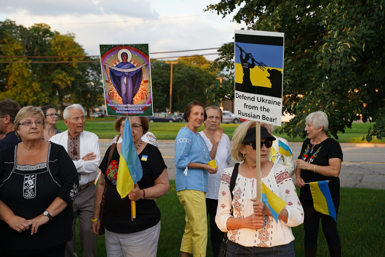 Members of the Ukrainian-American community gather at St. Josaphat Ukrainian Catholic Church in Warren for a prayer vigil in commemoration of the 31st anniversary of Ukraine's independence from the Soviet Union and the six-month anniversary of the Russian invasion of Ukraine.