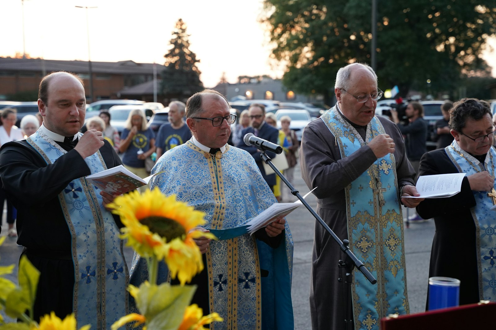 Fr. Daniel Schaicoski, OSBM, pastor of Immaculate Conception Ukrainian Catholic Church in Hamtramck and superior of Immaculate Conception Ukrainian Catholic Schools in Warren, leads an ecumenical prayer service with the area's Ukrainian Catholic and Orthodox communities at St. Josaphat Ukrainian Catholic Church in Warren on Aug. 23, marking six months of the Russian-Ukrainian War and the 31st anniversary of Ukrainian independence.