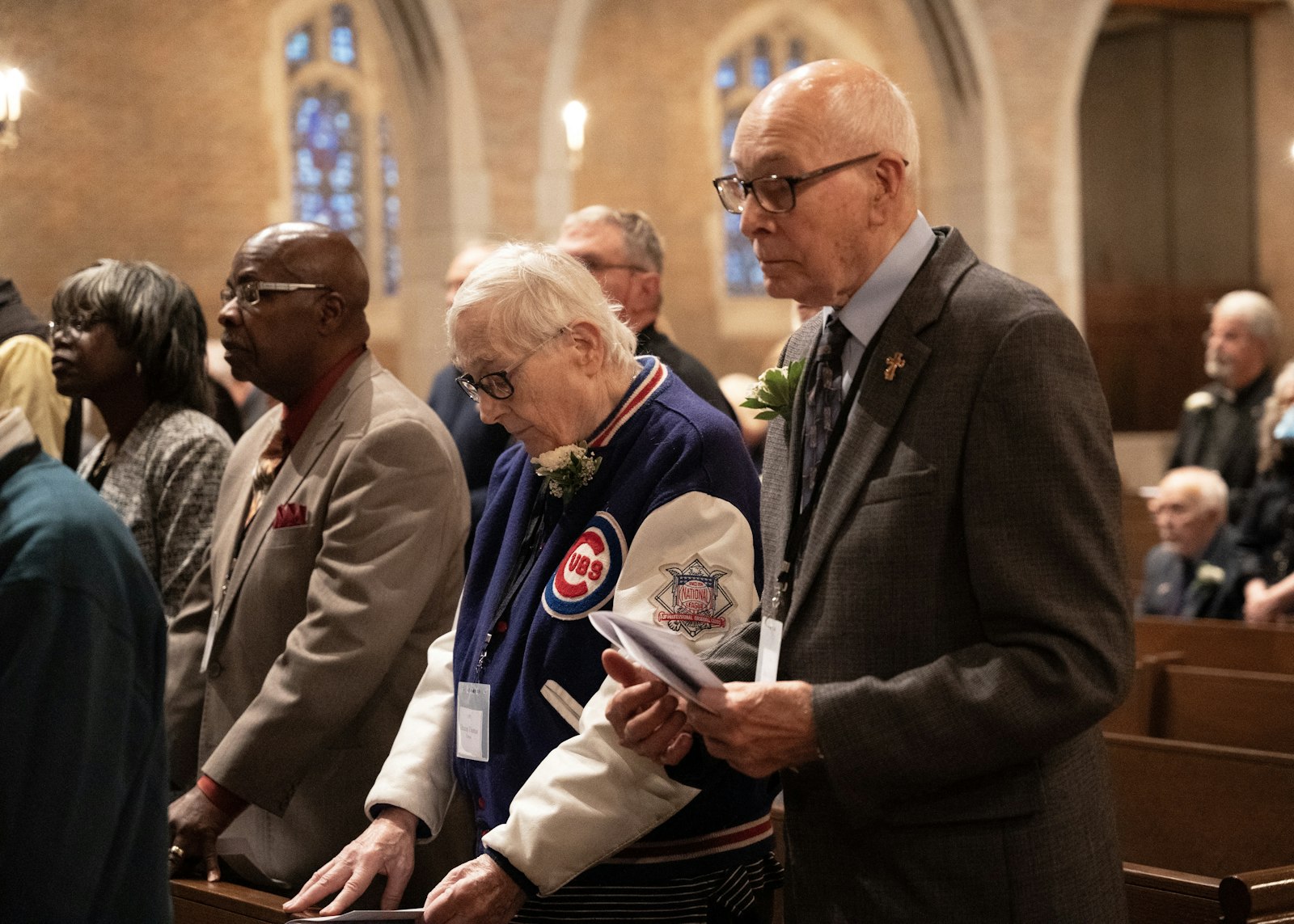 Deacon Edward Swartz (far right) and Deacon Tom Thomas (second from right), both celebrated 40 years as permanent deacons in the Archdiocese of Detroit.