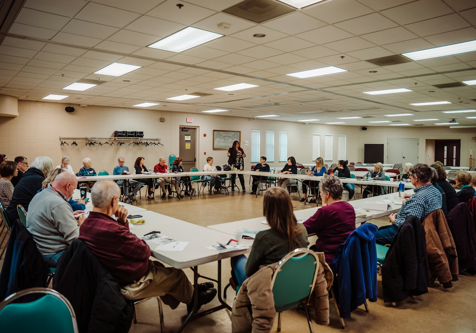 Christian service and ministry leaders for Central Macomb Family 5, which includes St. Paul of Tarsus in Clinton Township, St. Thecla in Clinton Township, St. Ronald in Clinton Township and St. Malachy in Sterling Heights, meet March 15 to discuss ways for the four parishes to more closely collaborate and serve others in the community.