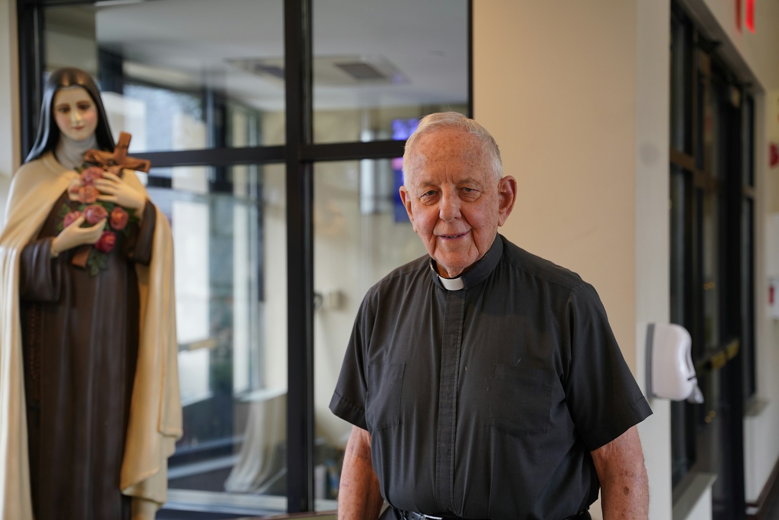 Fr. Joseph Lang, 87, of the National Shrine of the Little Flower Basilica in Royal Oak, didn't become a priest until he was 70. Fr. Lang enjoyed a long teaching career and a family, but when his wife of 32 years died in 1996, he felt the urge to return to a calling he felt early on in life.