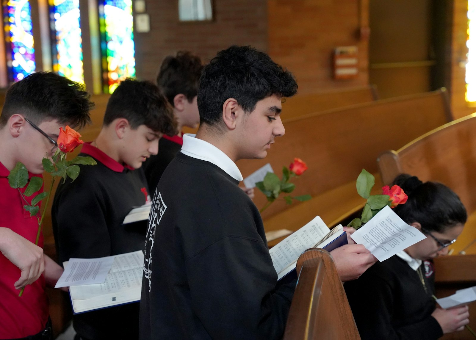 Kerwin divided the students into boys and girls small groups by grade and appointed an eighth grader as the leader of each group. Kerwin and Fr. Kurt encouraged the students to go to confession in preparation for their consecration.