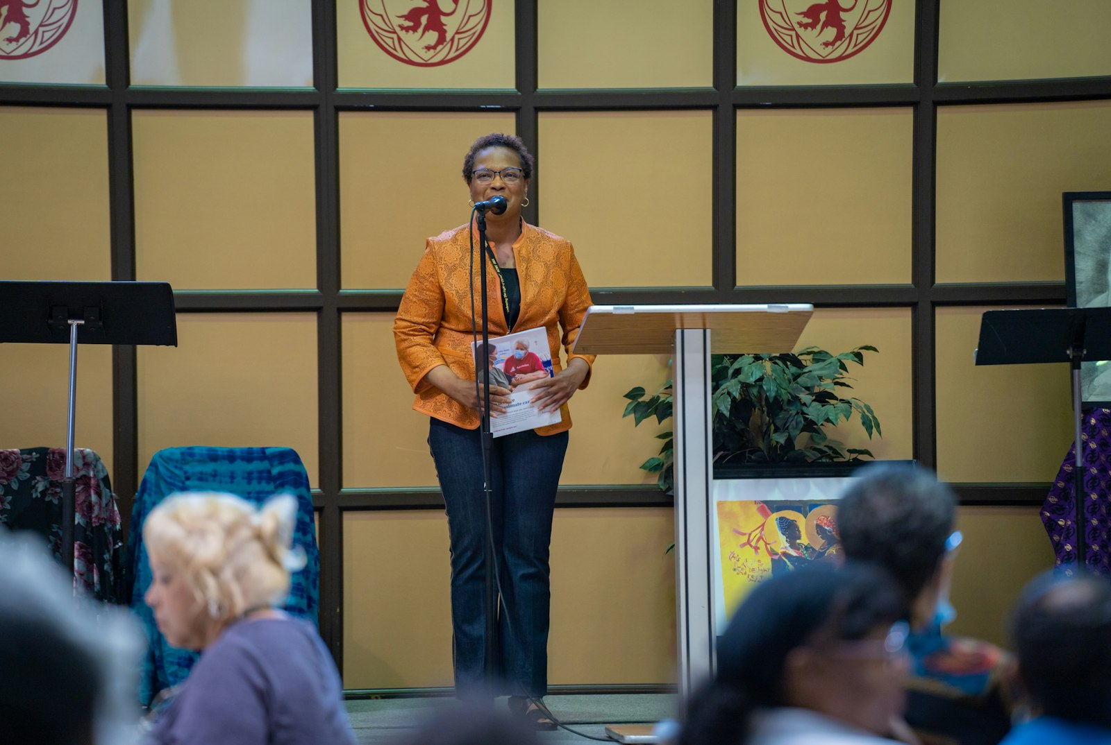 Vickie Figueroa, associate director of cultural ministers and coordinator of Black Catholic ministry in the Archdiocese of Detroit, speaks with attendees during the conference. Often, Black women are the head of their households, Figueroa said, and opportunities to replenish their spiritual banks are important to keeping the community strong.