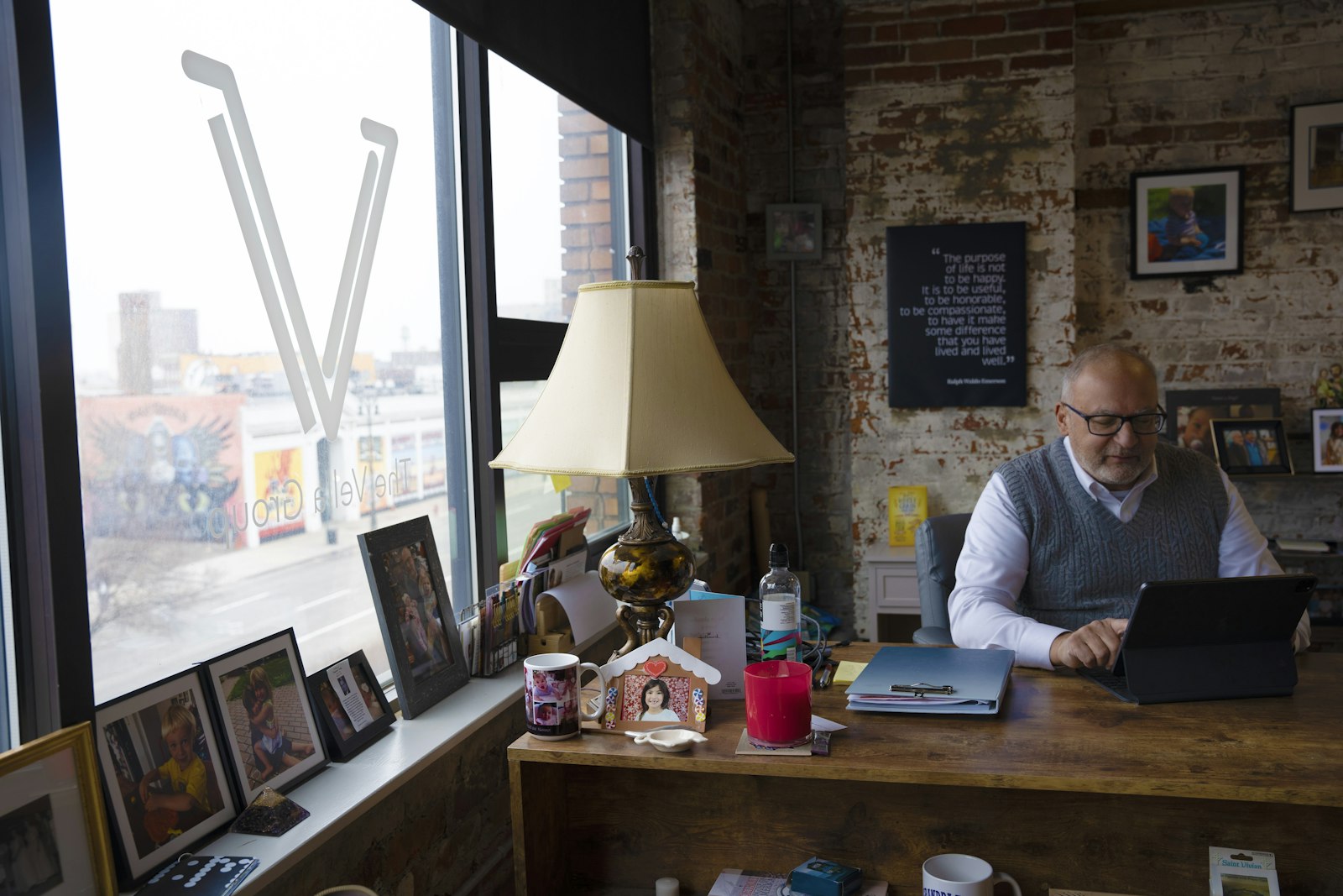 Jim Vella works from his office in Detroit's Eastern Market. Vella, the son of Maltese immigrants, grew up on Detroit's west side. He says his parents instilled the virtue of hard work from a young age, a lesson he's carried with him throughout his career, in addition to their steadfast faith.