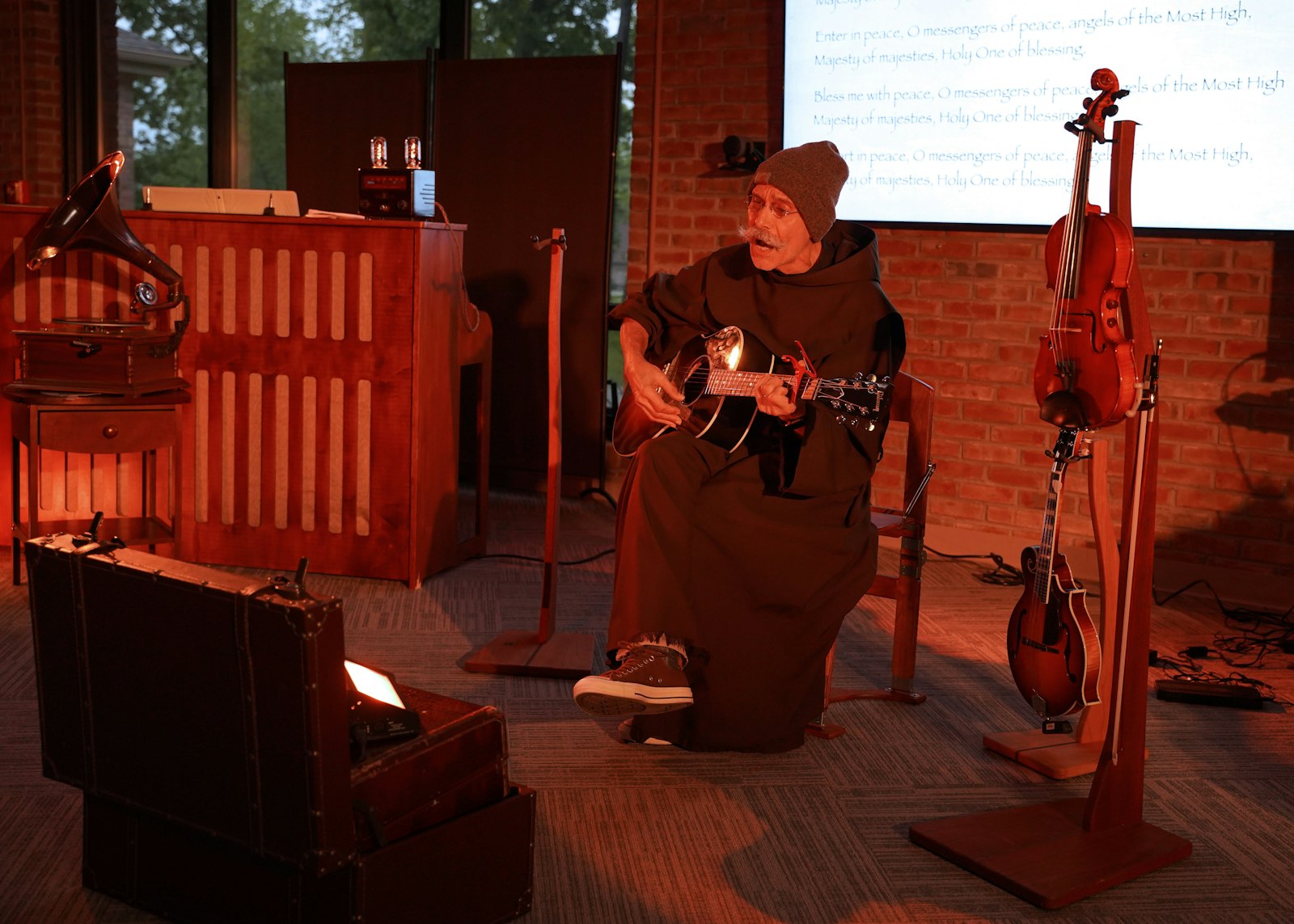 During the run of the show, Bro. Mascia speaks and sings of Blessed Solanus’s struggles and deficiencies and even reads the letter Blessed Solanus was compelled to write when he entered formation with the capuchins after being denied ordination to the priesthood following six years in seminary.