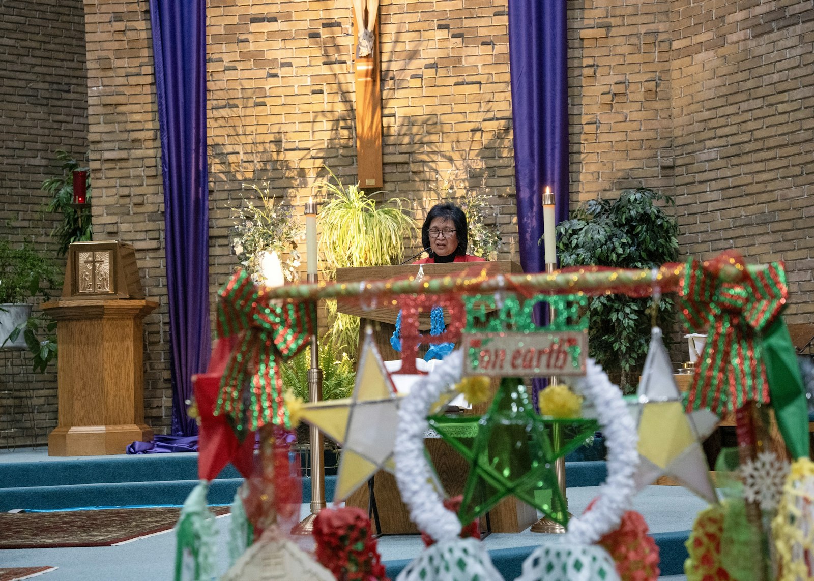 The sanctuary is decorated for Advent inside St. Mary, Cause of Our Joy Parish in Westland. Other parishes to observe the tradition of Simbang Gabi include St. Aloysius in Detroit, St. Rene Goupil in Sterling Heights, and St. Ignatius in the Cayman Islands.