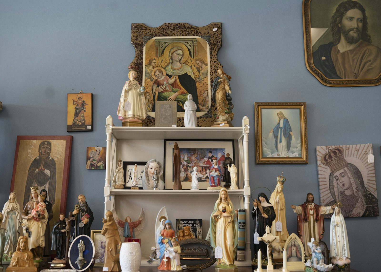 The beautifully curated, expansive store is a treasure trove of religious statues, paintings, and books, as well as carefully picked secular items such as furniture, home decor and jewelry, that have all been donated by members of the surrounding community.