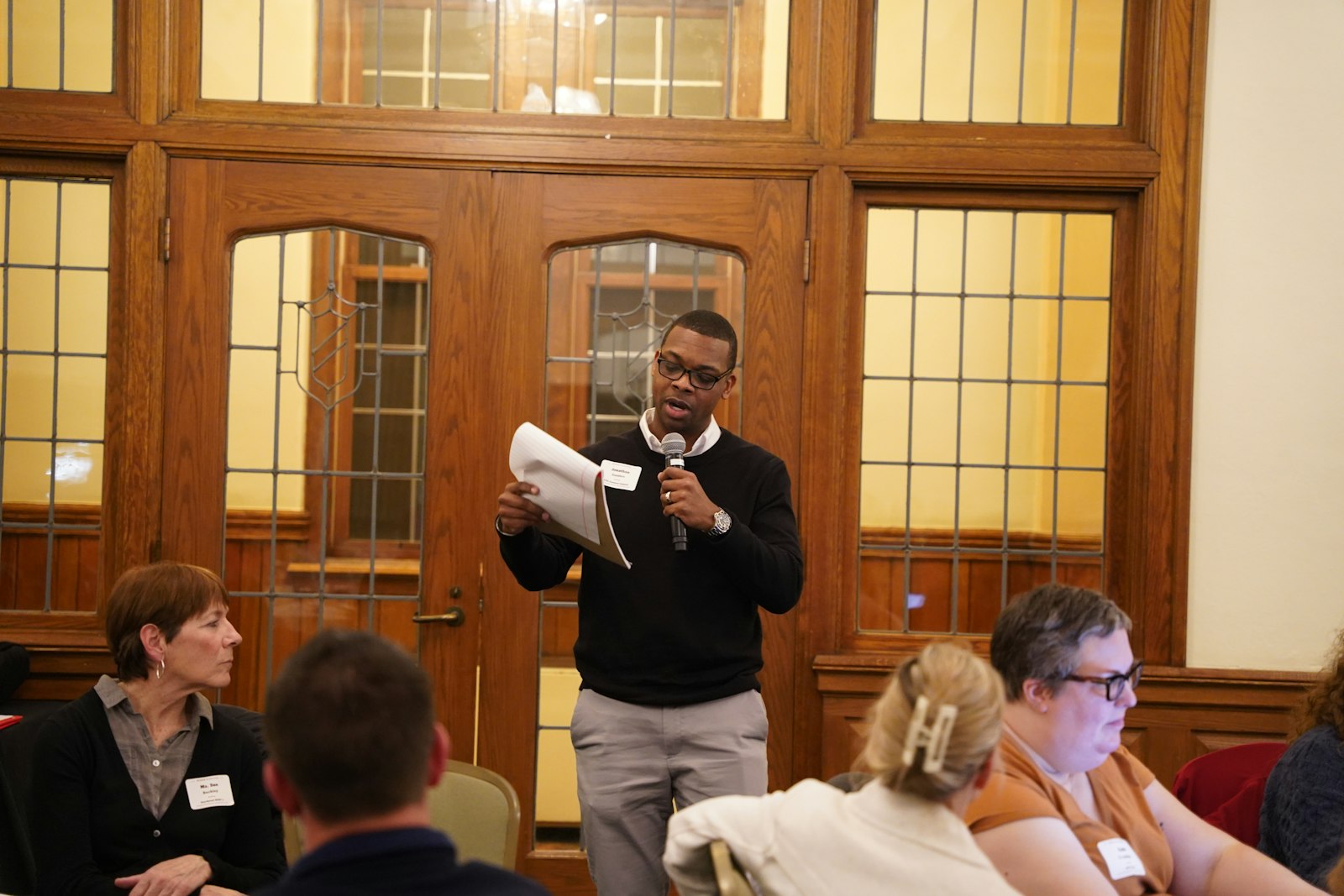 Jonathan Sanders spoke from his Northeast Region table about how more communication between the Families of Parishes and the archdiocesan Chancery is necessary in order to share best practices and strategies for success.