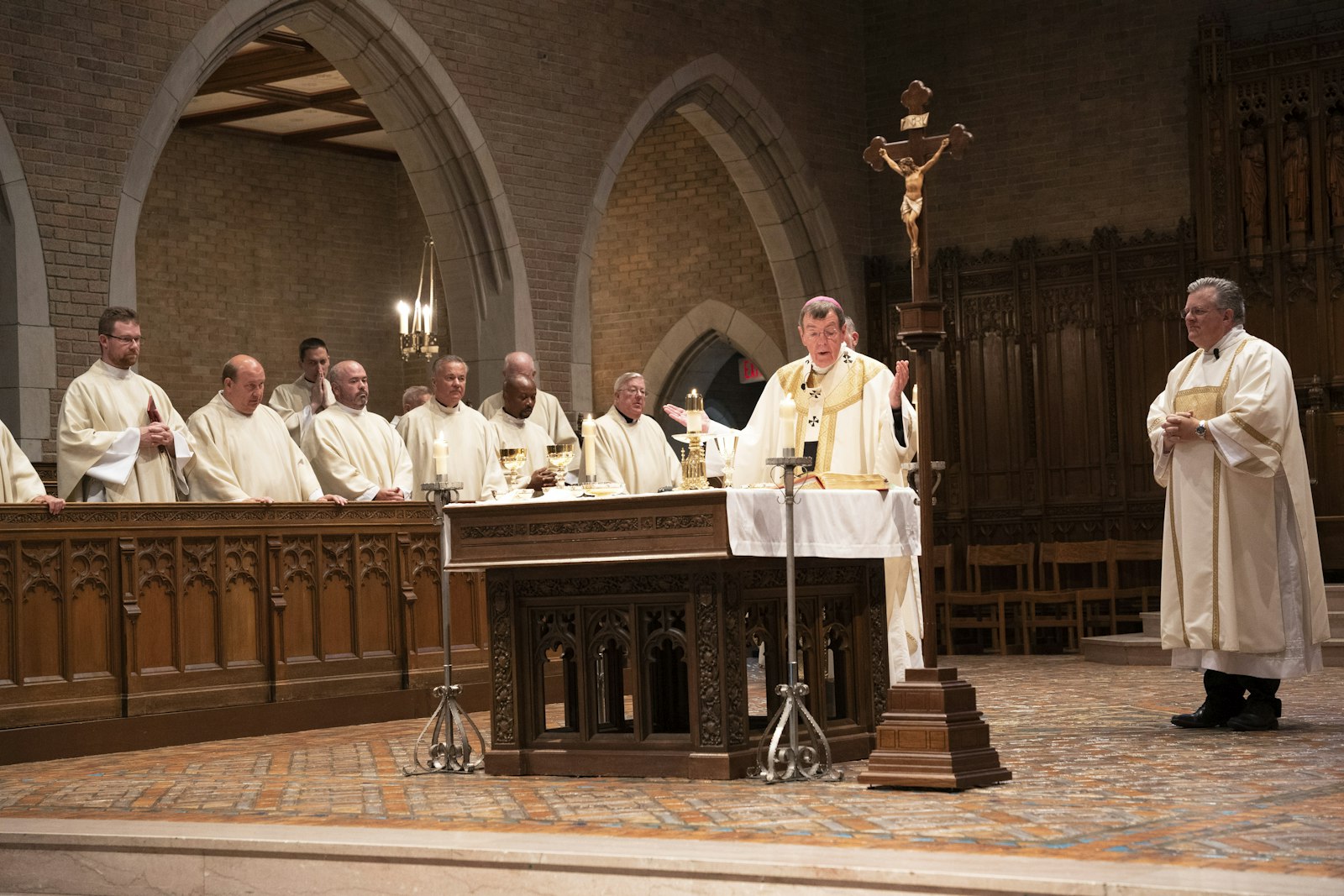Archbishop Allen H. Vigneron celebrates Mass with priests celebrating jubilees June 20 at Sacred Heart Major Seminary.