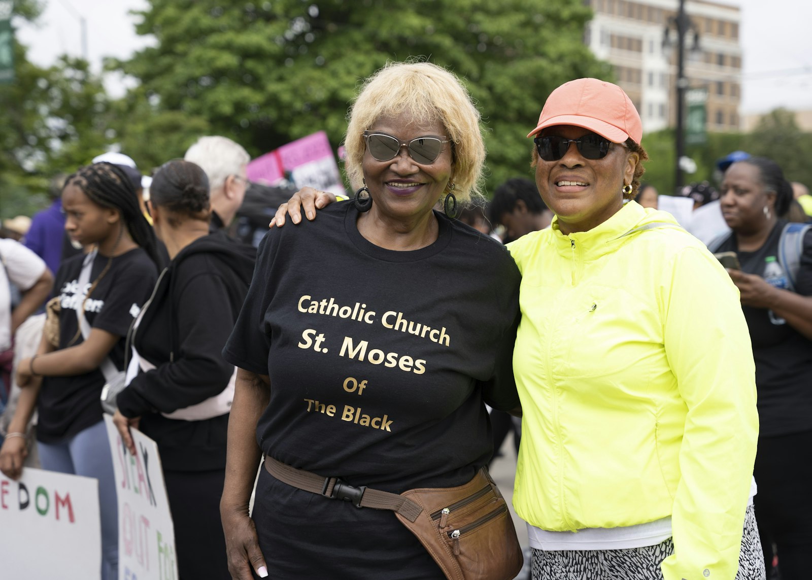 Mable Jones, left, a parishioner at St. Moses the Black Parish in Detroit, is pictured with Vickie Figueroa, associate director of cultural ministries and coordinator of Black Catholic ministry for the Archdiocese of Detroit.