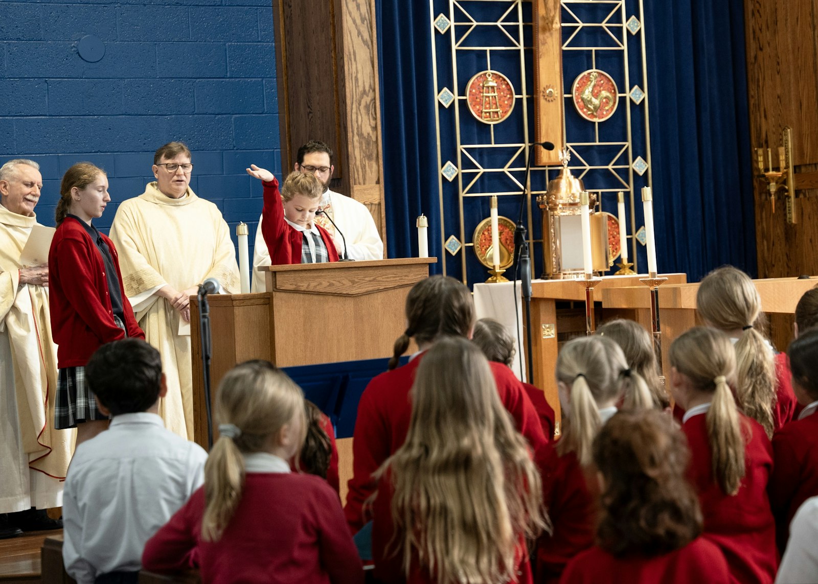 Students played important roles during the Mass. Fr. Maksym said he wants the new chapel to inspire students to seek and stay close to God as they grow up.