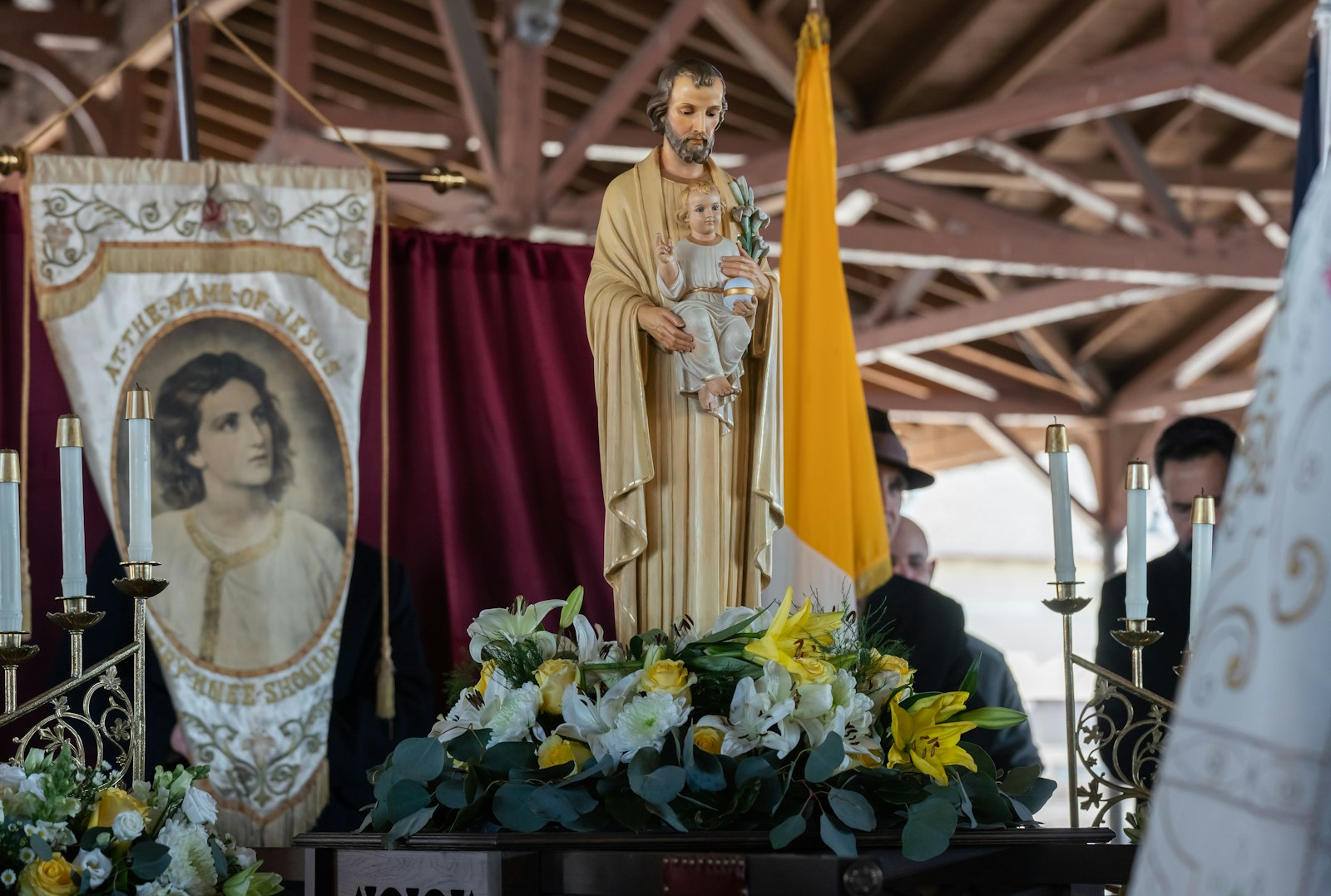 A statue of St. Joseph is displayed during veneration of a second-class relic at Detroit's Eastern Market on March 20.
