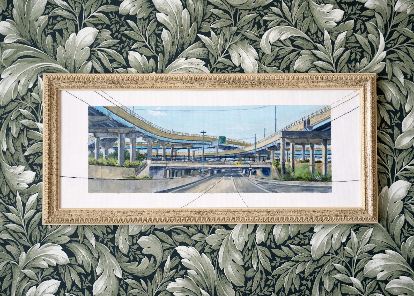 One of Mary Zabawski's paintings depicts the southbound Southfield Freeway.
