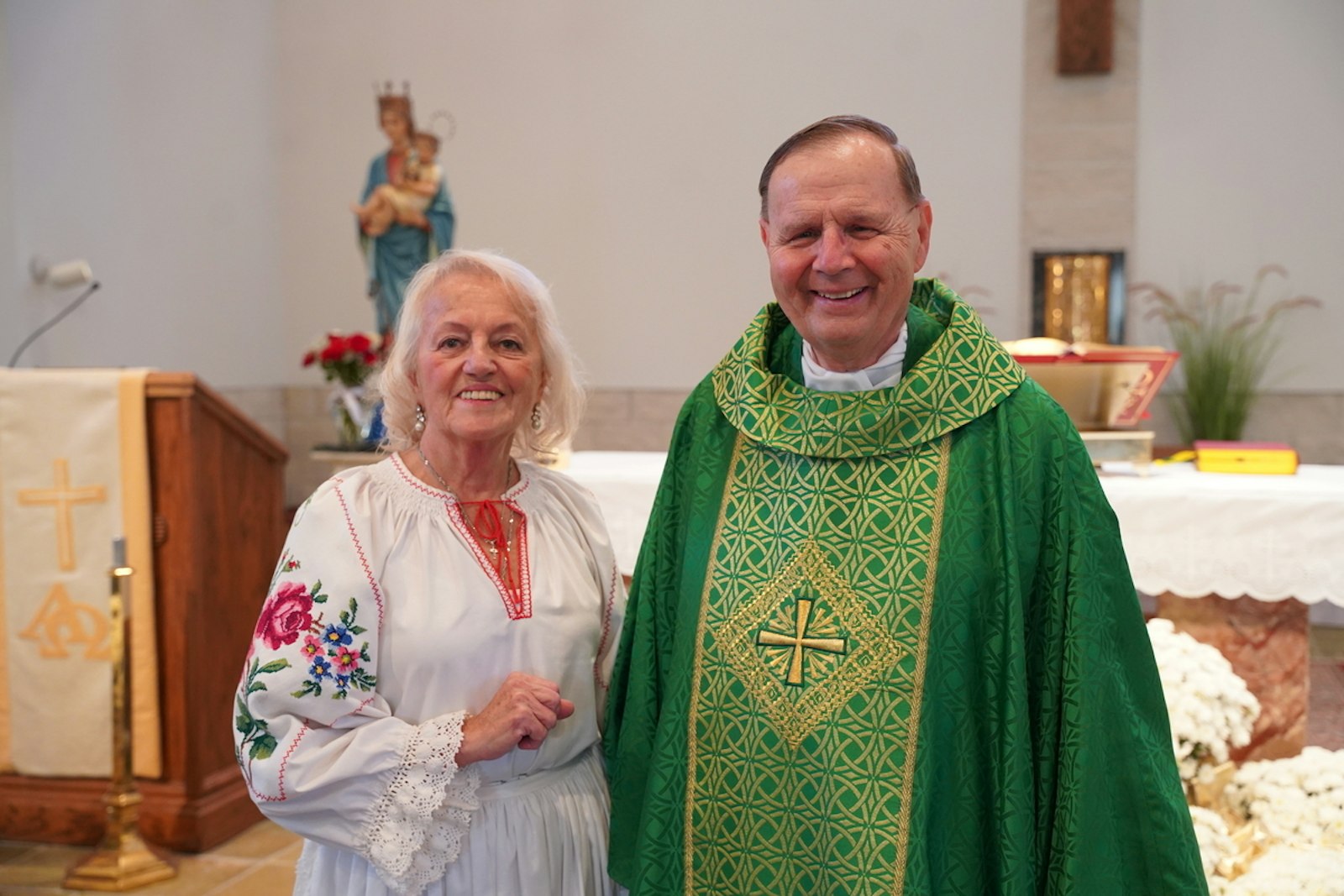 Ankica Hrosc, a St. Lucy parishioner, with Fr. Alberto Bundy, the priest assigned to St. Lucy Parish. Fr. Bundy has taken it upon himself to learn Croatian to celebrate Mass in Croatian.