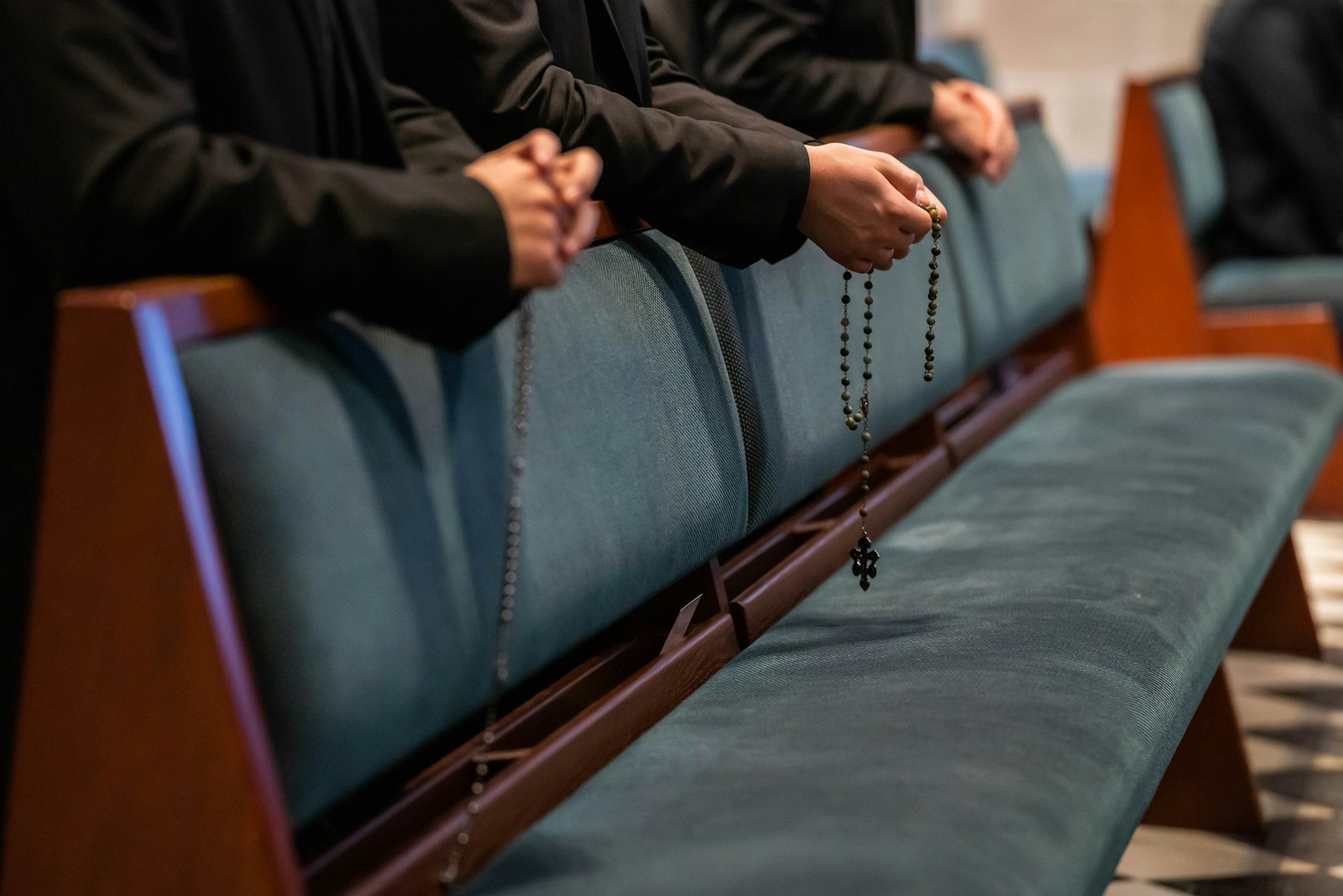 Seminarians pray the rosary during a special Mass on Respect Life Sunday at the Cathedral of the Most Blessed Sacrament in Detroit on Oct. 2. (Valaurian Waller | Detroit Catholic)