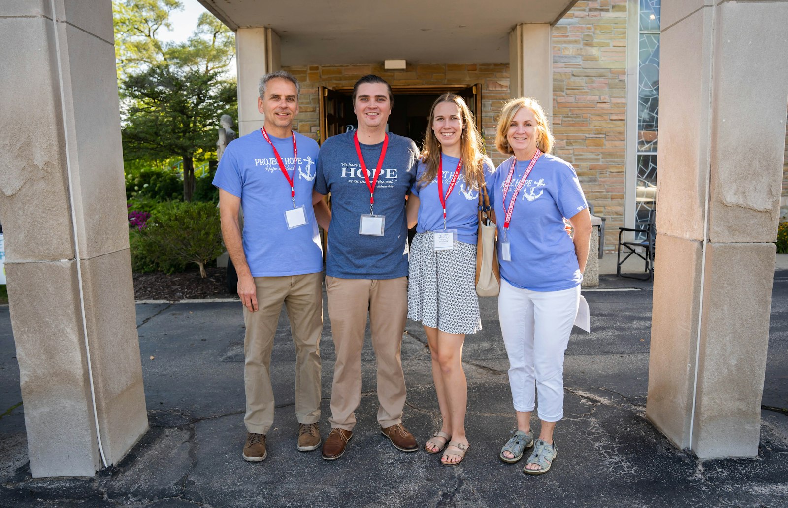 Tom Vismara (center left), along with his wife, Michelle, and parents, John and Lisa, volunteered to take over organizing this year's event. The family, which has had its own struggles with cancer, spent the weekend of Aug. 27-28 recruiting participants for this year's "5K and Pray" event at St. Clare of Montefalco Parish in Grosse Pointe Park. (Valaurian Waller | Detroit Catholic)