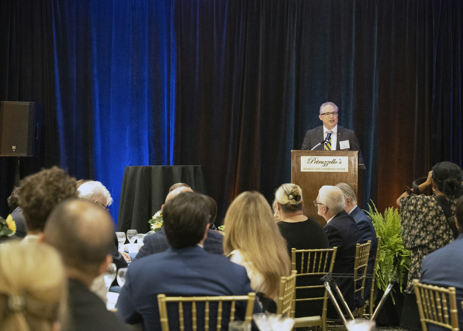 Paul Propson, CEO of Catholic Charities of Southeast Michigan, addresses nearly 400 attendees gathered for the gala at Petruzello's Banquet Center in Troy. Proceeds supported "Walking with Moms in Need," a ministry sponsored by Catholic Charities that seeks to help parishes assist pregnant and new mothers in order to foster a culture of life.