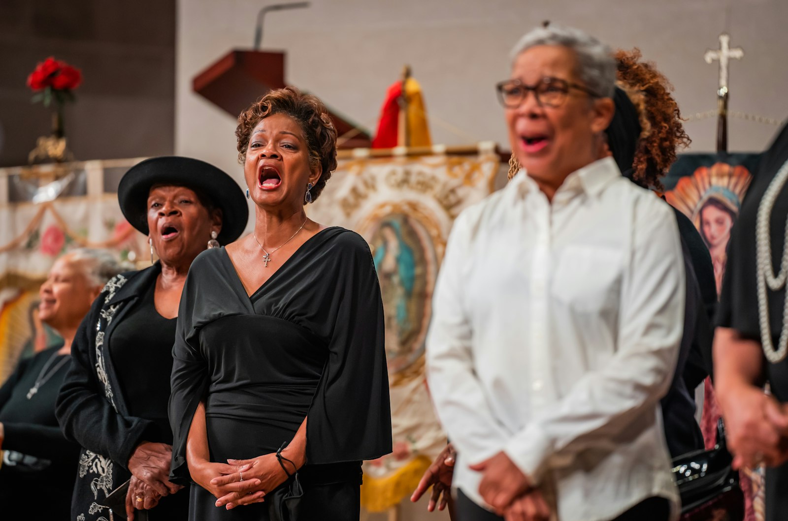 Members of the Black Catholic Ministries Gospel Choir perform songs in honor of Our Lady of Guadalupe.