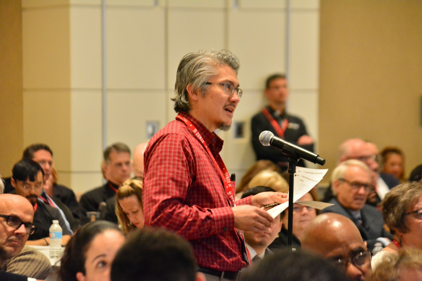 A synod member speaks during a synod session on Nov. 19, 2016, at the Westin Book Cadillac hotel in downtown Detroit. The synod offered an opportunity to hear from the whole Church in southeast Michigan, with more than 11,000 pieces of input received before the three-day gathering from members of the faithful. (Michael Stechschulte | Detroit Catholic)