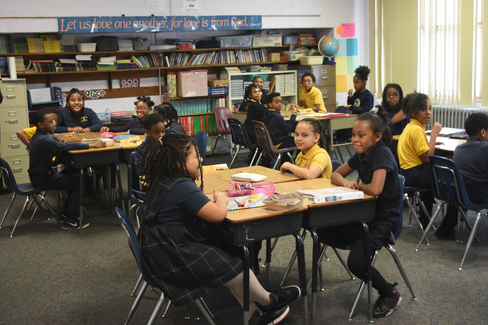 Students attend class at Christ the King School in this file photo. As one of four remaining Catholic elementary schools in the city, Christ the King offers catechesis and a quality education for underserved families, Fr. Djonovic said.