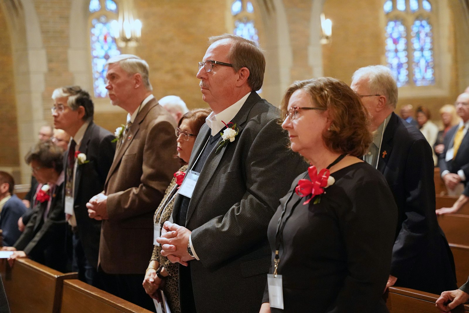 Deacon John Manera and his wife, Laura, participate in a special Mass for jubilarian deacons Oct. 30 at Sacred Heart Major Seminary in Detroit. Deacon Manera, who serves at St. Joseph the Worker Parish in Lake Orion, is celebrating his 10th anniversary as a deacon.